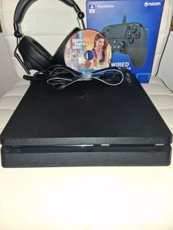 150  -Used slim 1TB  ps4 console(with power cord)-Wired Nacon ps4 controller -Used  GTA 5 game - pc/console gaming headset.