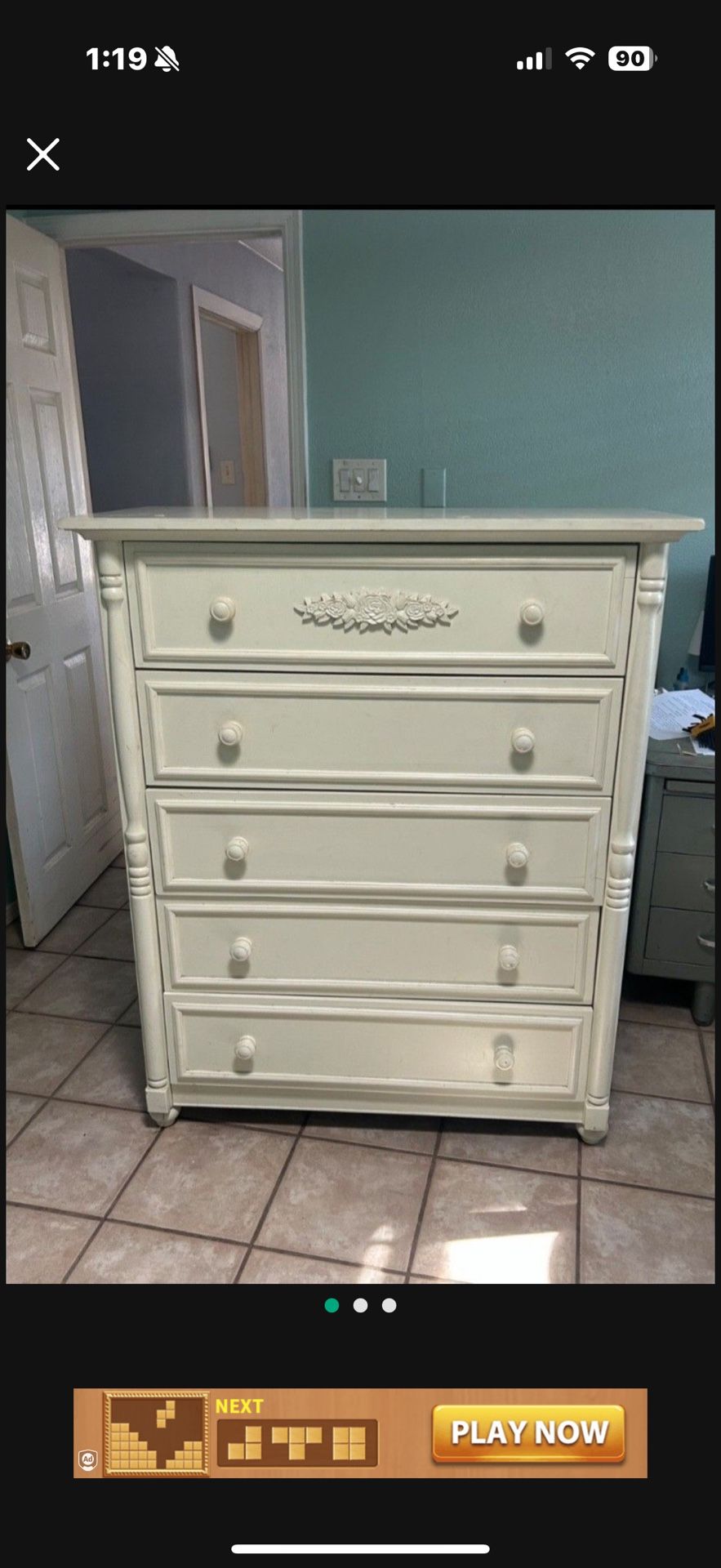 🎁BEAUTIFUL TWIN SIZE BEDROOM SET: BED FRAME,   MATRESS, TALL CHEST/5 DRAWER🎁