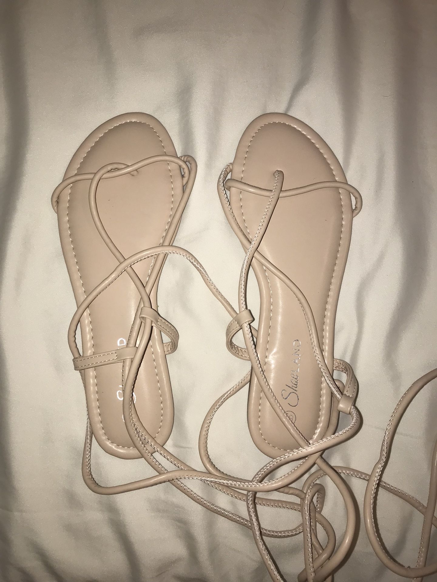 Beige Lace Up Sandals Size 81/2