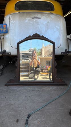 Vintage Wood Framed Arched vanity Mirror
