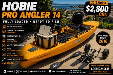🔥 2015 HOBIE MIRAGE PRO ANGLER 14 — FULLY LOADED — $2,800 OBO 🎣