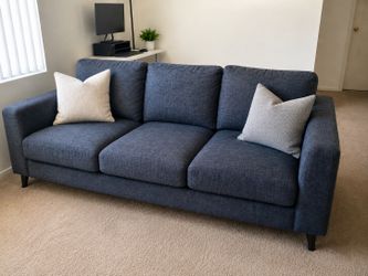 70” Blue Charcoal Gray 3‑Seat Sofa