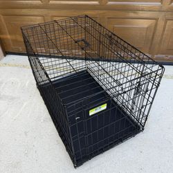 black metal wire folding dog crate, New. 36 Inches. 2 Doors