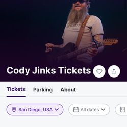 2 Cody Jinks Tickets At The Randy Shell In SD