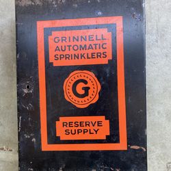 VINTAGE RUSTIC METAL BOX-GRINNELL AUTOMATIC SPRINKLERS LOGO