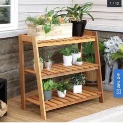 Meranti Wood Garden Shelf with Teak Oil Finish 