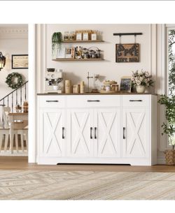 Modern Farmhouse Sideboard Buffet Cabinet w, Drawers & Storage