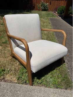 Mid-century style living room/office chair - Beige with wooden legs