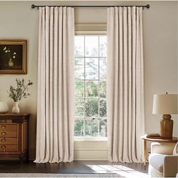 Blackout Linen Curtains, 50"x 108", Oatmeal