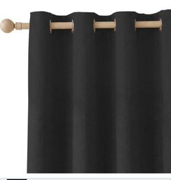 New Blackout Curtains for Bedroom 84 inch Curtains, 2 Panels, Black