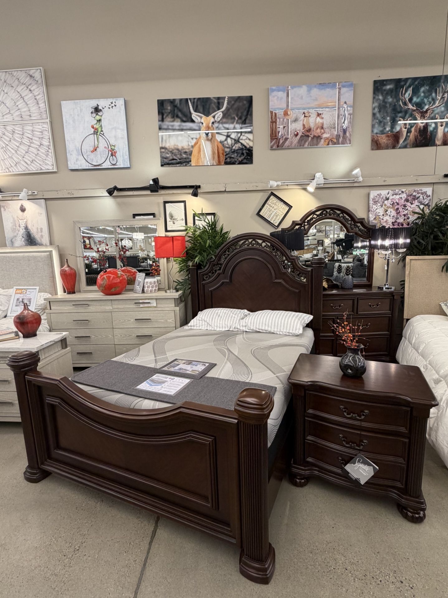 Queen Bedframe, Dresser, Mirror And Nightstand 