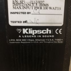 Pair Of Klipsch SP 1 Speakers With Powered Subwoofer. 