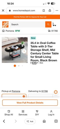 Mid Century Oval Coffee Table with Storage Shelf
