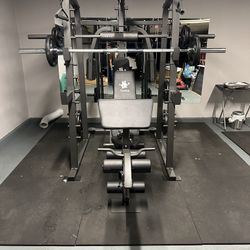 Vesta Fitness Smith Machine 2001 w/Bench Attachment | 230lb Bumpers Weights | 7ft Olympic Bar | Fitness | Gym Equipment | FREE DELIVERY🚚 