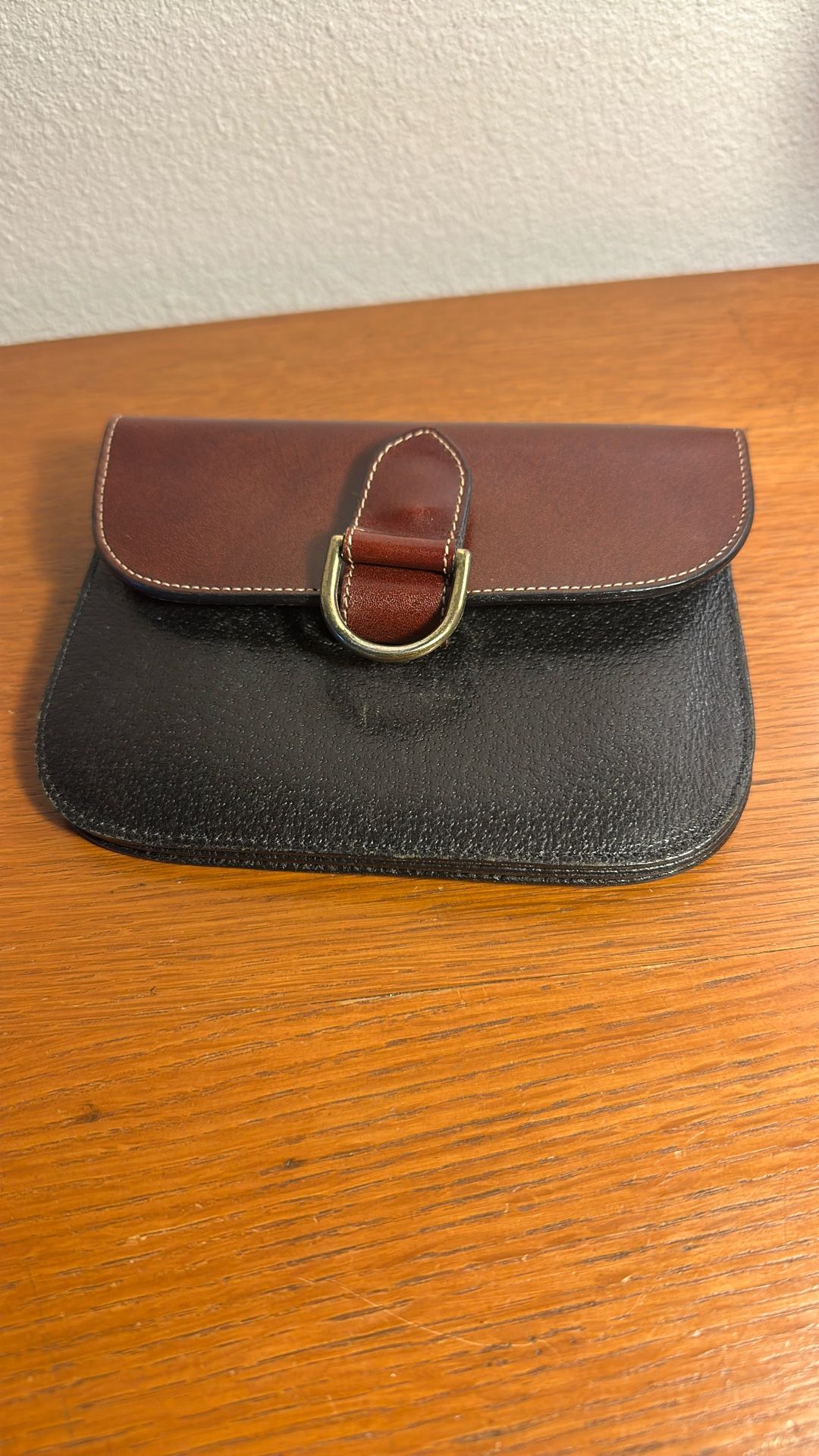 Vintage Joan & David Belt Wallet ! Dark Blue & Brown 