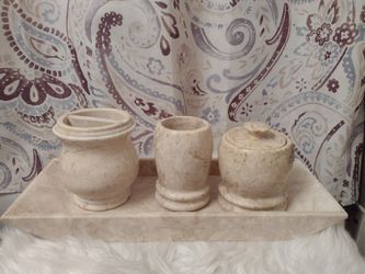 Marble Stone Bathroom Set - Accessories + free Brand New Liner