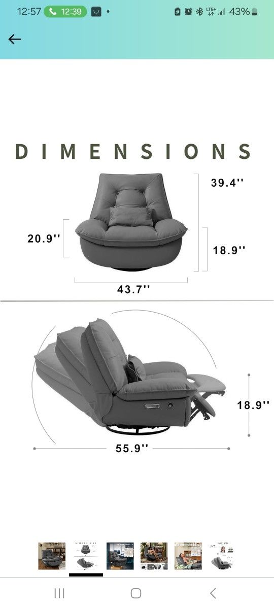 SITJOY Power Recliner Chair, Oversized Electric Swivel Rocker Recliner with USB Ports & Smart Voice Control, 270° Swivel Glider Home Theater Seating w