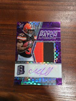 Nick Chubb Panini Spectra Rookie Patch Auto Card 22/50