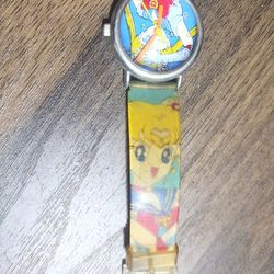 Vintage Stainless Steel Back Quartz Sailor Moon Watch