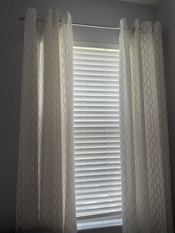 White Grommet Curtain Panels with Wave Pattern