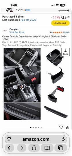 Jeep Wrangler & Gladiator Center Console Organizer 4-Pack