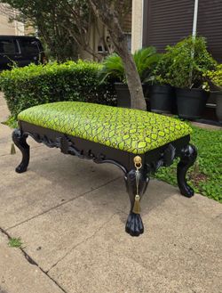 Unique 🐍 Paw Feet Ralph Lauren XL Bench/ Ottoman/ Coffee Table W/ Snake Skin Texture faux Leather