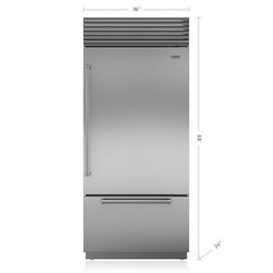Sub-Zero Refrigerator / Freezer 36” New All Stainless Steel Paneling And Handles Included