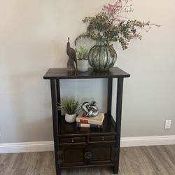 Vintage Asian-Inspired Wood Display Cabinet 