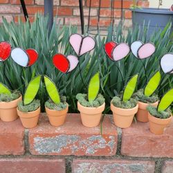 Stained Glass Valentine Potted Plants