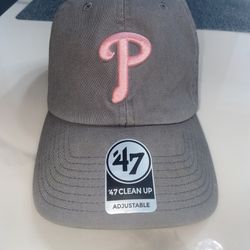 Philadelphia Phillies MLB Adjustable Hat (Grey w/ Pink)