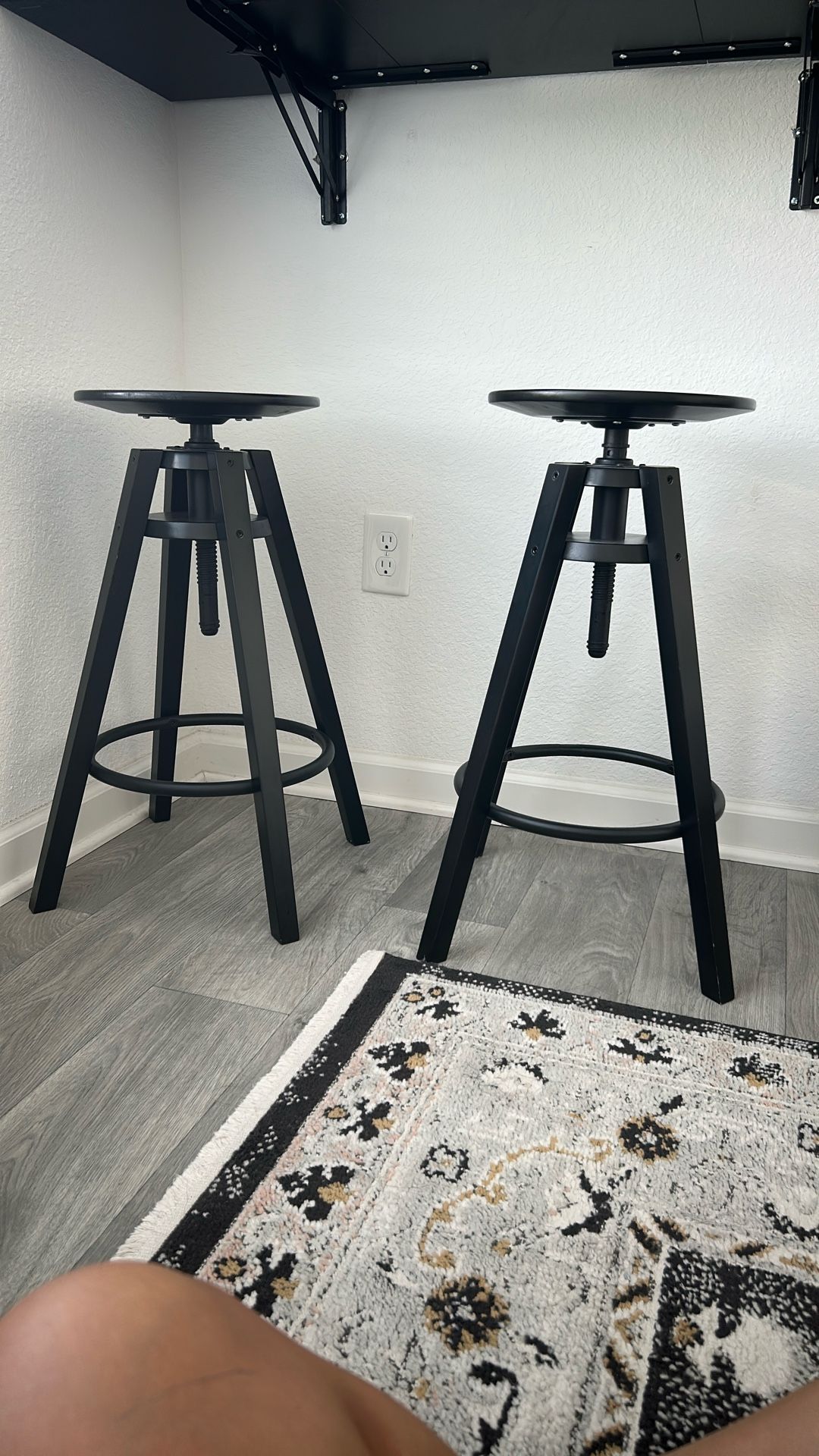 2 Black IKEA Stools. Height Adjustable. Like Brand New