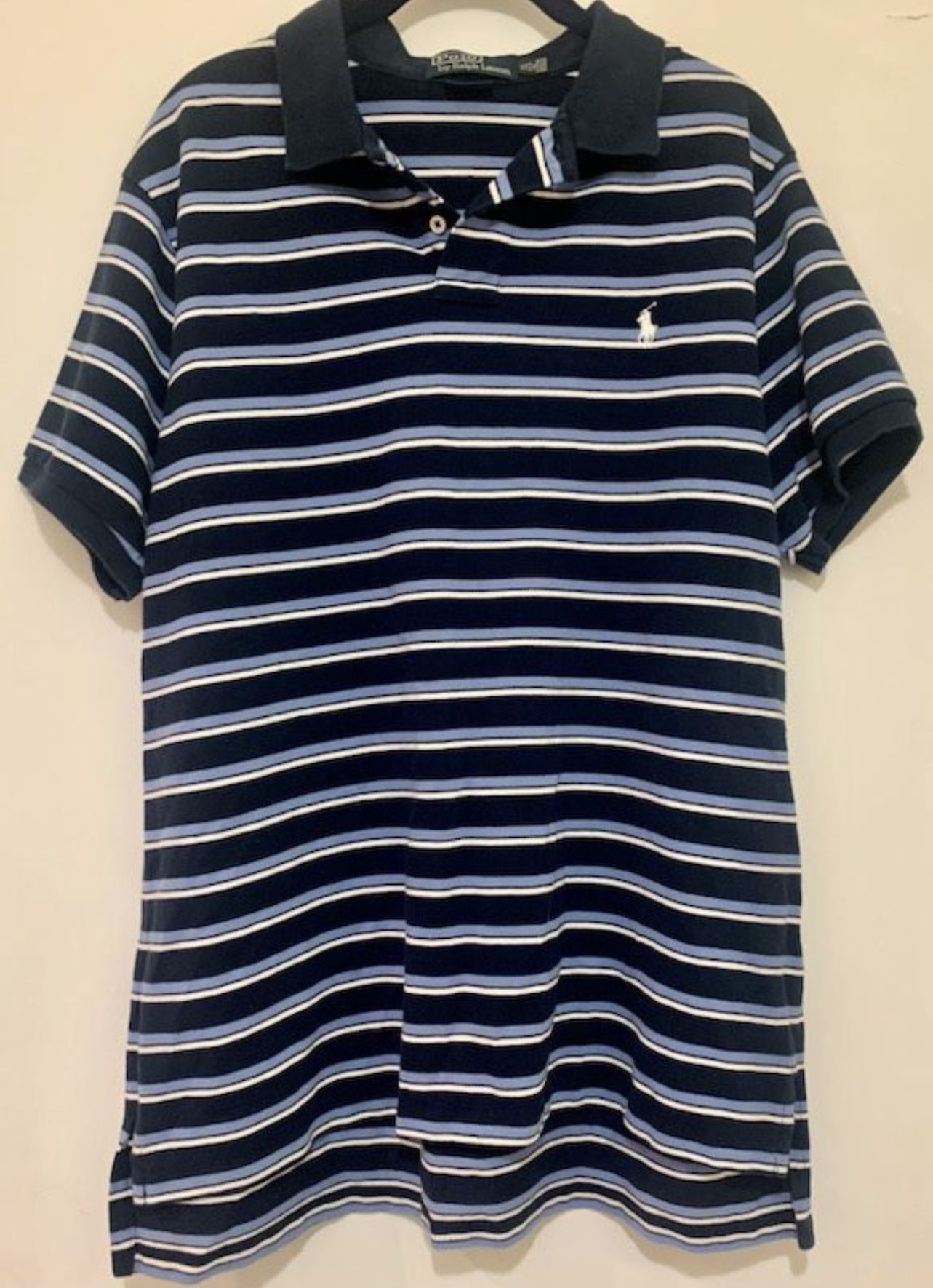 Polo Ralph Lauren Shirt Mens XL Short Sleeve Classic Fit Stripes Blue Cotton