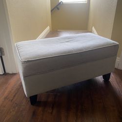 Light Grey Cushion Bench with Storage