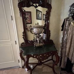 Antique Marble Stand With Mirror