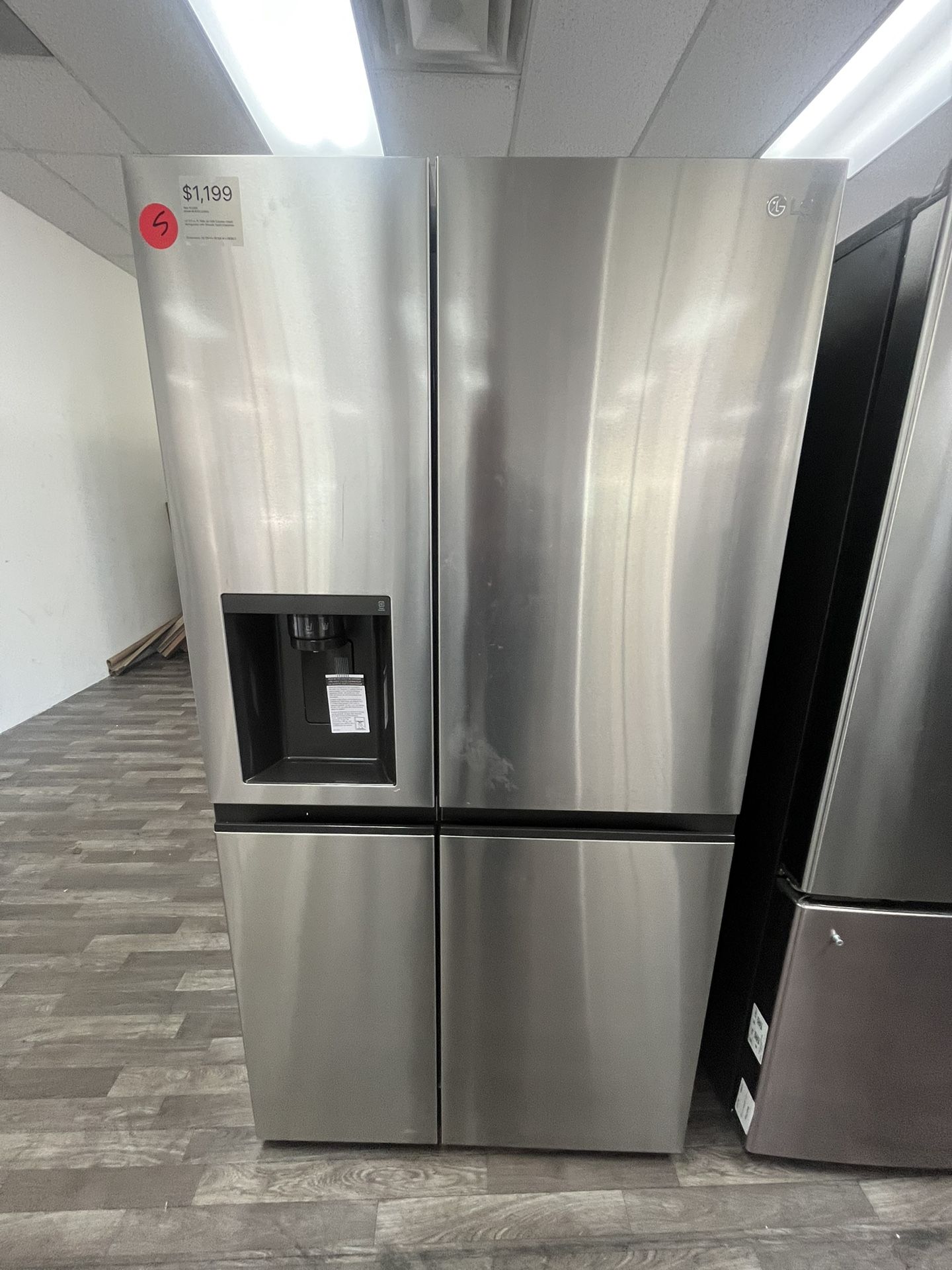 Side by Side Counter Depth LG Fridge, Smooth Touch Dispenser, Open Box, One Yr Warranty