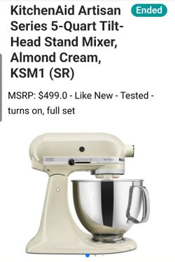 KitchenAid Artisan Series 5-Quart Tilt-Head Stand Mixer, Almond Cream, KSM150PSAC