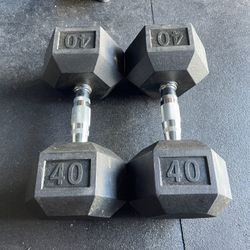 40lbs Hex Rubber Dumbbell Weights….  Home Gym Fitness…