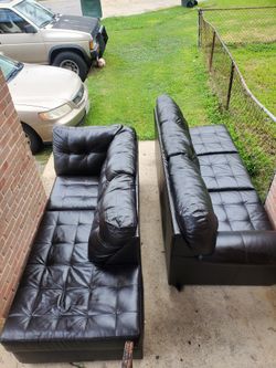 2 Piece L -Shape Sofá Dark Brown Leather