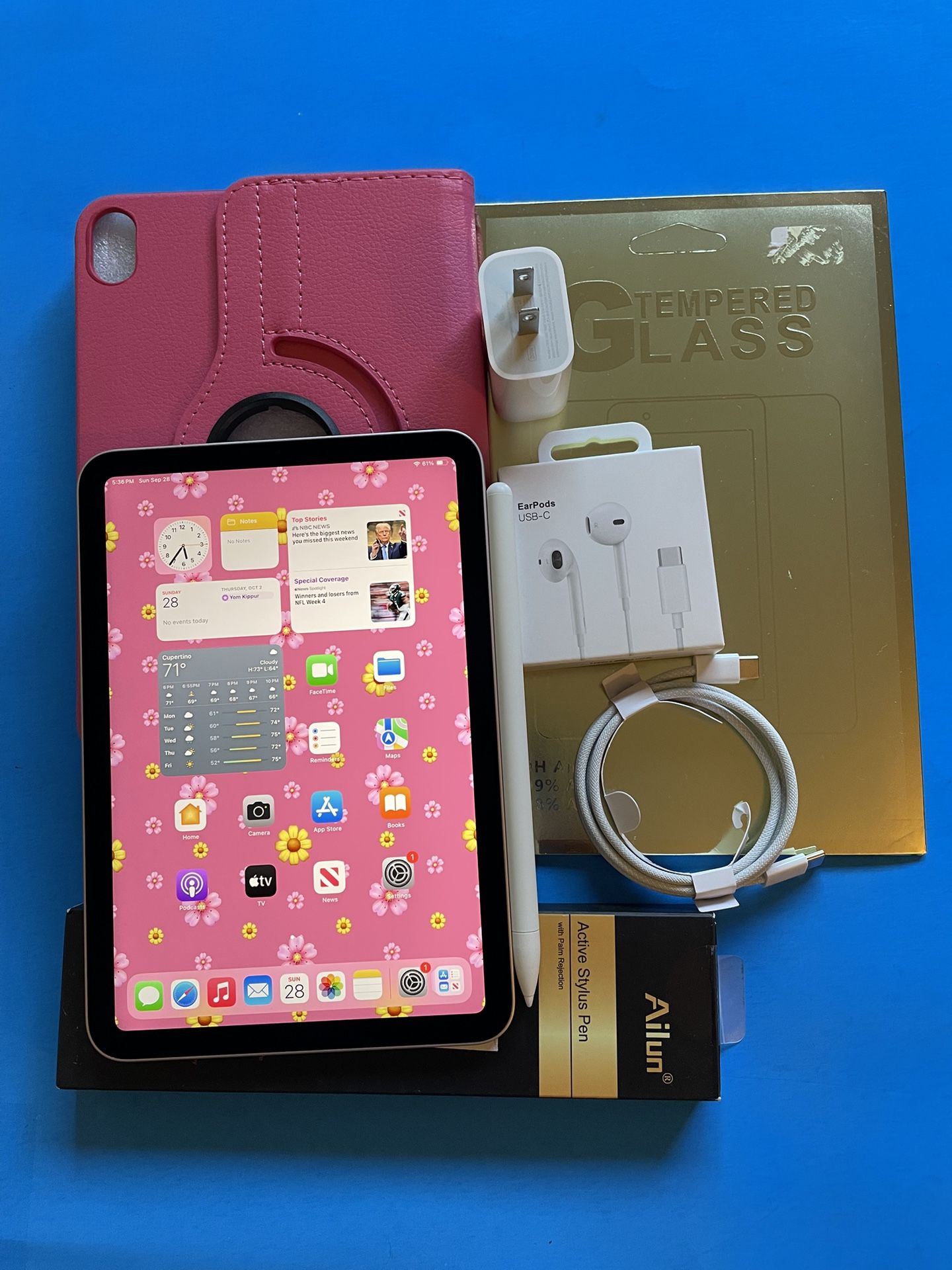 Apple iPad Mini 6th Generation (2021 model / Pink) 64GB with Pink Case, Pen & Accessories