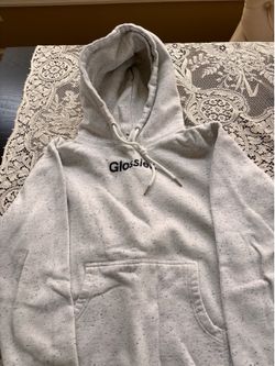 Glossier Gray Hoodie with black speckled dots