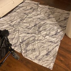 Silver And White Shower Curtain 