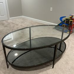 Crate & Barrel Iron/Glass Top Coffee Table