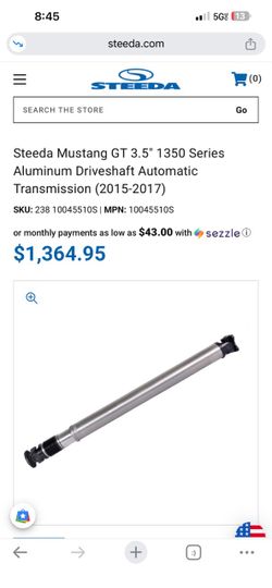 2015 2016 2017 Ford Mustang Coyote Gen 2 6R80 Aluminum Steeda Driveshaft