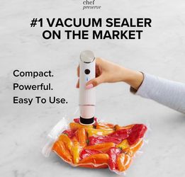 Chef Preserve Compact Vacuum Sealer for Food (Vacuum Sealer Machine + 30 Reusable Vacuum Bags)