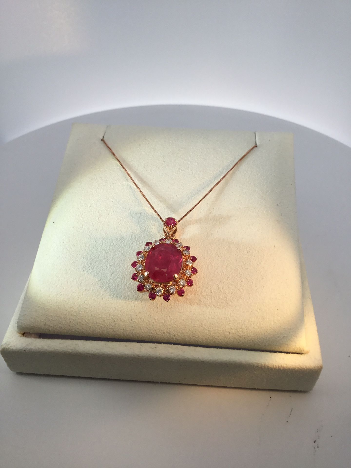 14Karat Rose Gold Ruby & Diamond Pendant