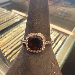 10KT Rose Gold Ring W/ Amber Stone 43146-2