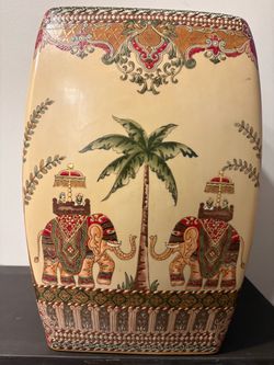 VINTAGE GLAZE CERAMIC Elephant Low Stool