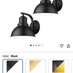 8.4'' Barn Sconce Wall Lighting, 2 Pack Industrial Wall Lights for Bedroom Dining Room, Metal Dome Shade in Black Finish,