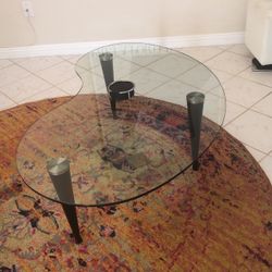 Tempered glass kidney shaped coffee table