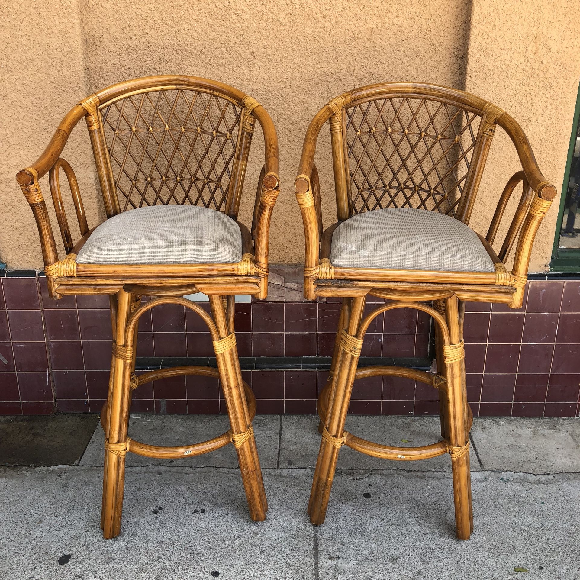Titan Vintage Mid Century Tiki Bar Stools For Sale In San Diego
